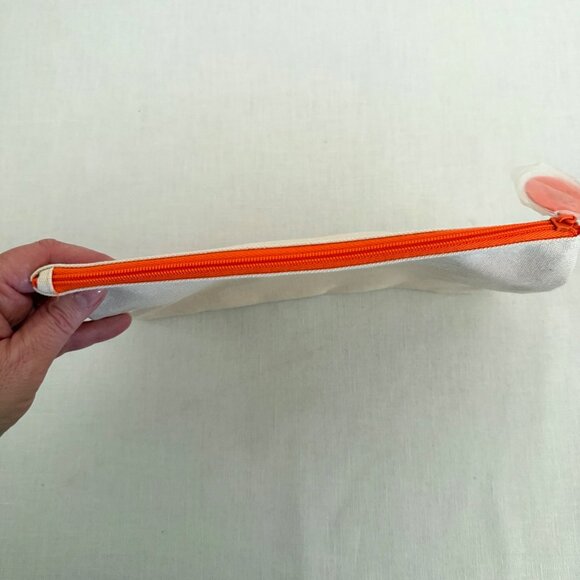 Origins Canvas Pouch 100 Percent Recycled Cotton With Orange Zipper Measures 9x6 - Picture 3 of 6